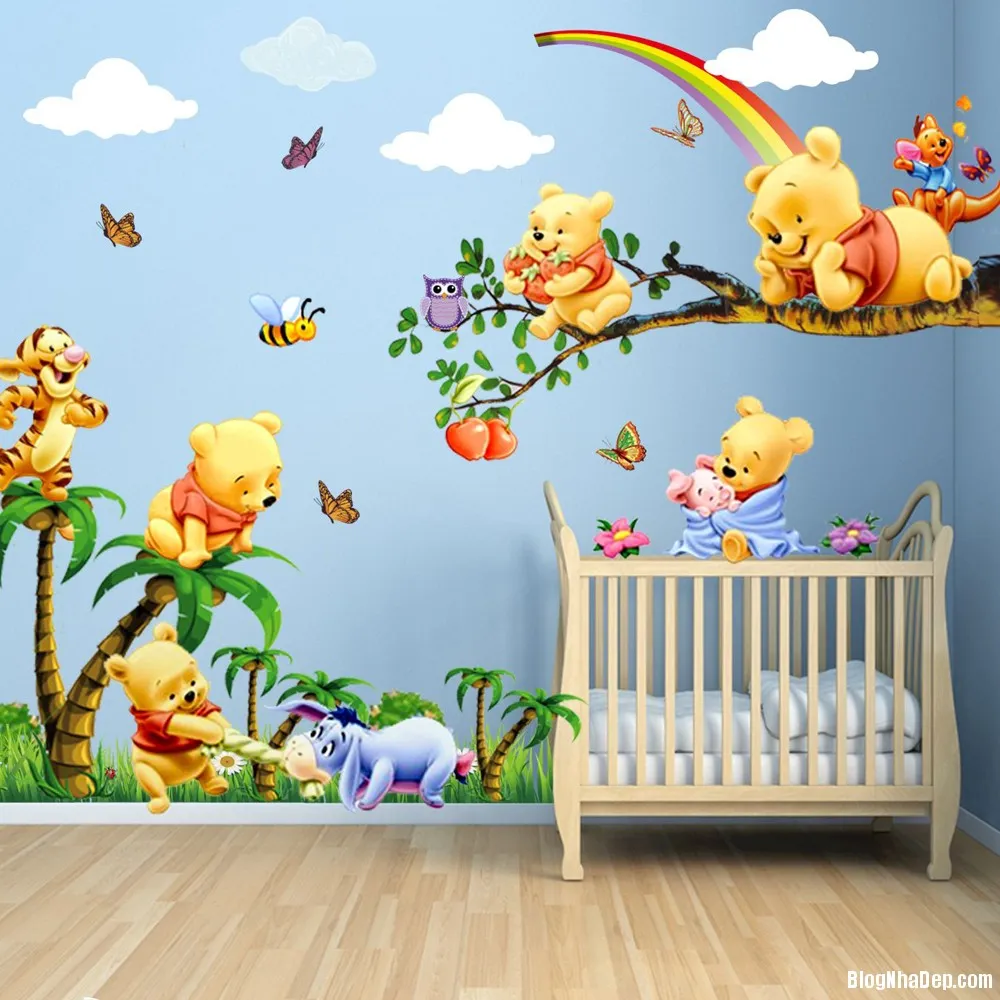 201410171036357882 Phòng trẻ đáng yêu với hình chú gấu hoạt hình Pooh