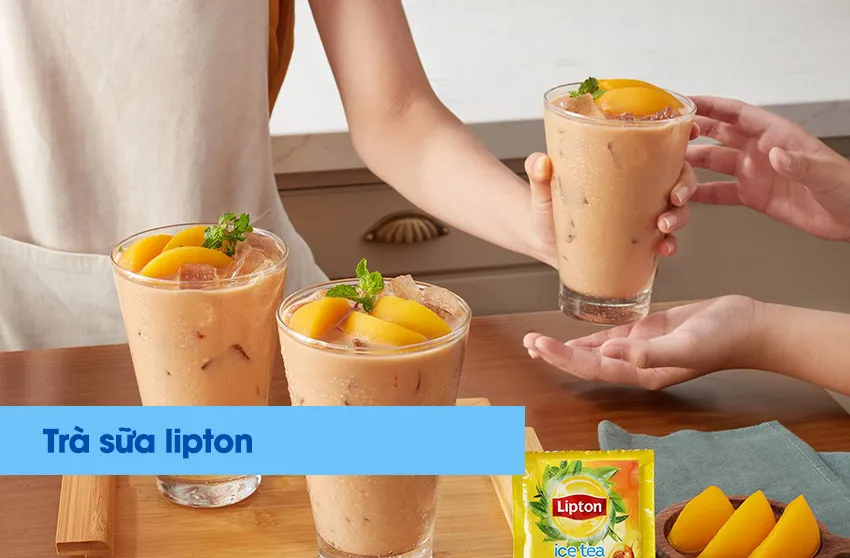 Mách bạn 03 cách nấu trà sữa bằng trà Lipton vị đào thơm ngon uống là ghiền